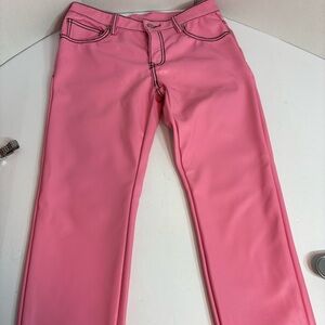 Asaali Jean Co Pink Faux Leather Pants Size 30 Streetwear Designer Moto Style